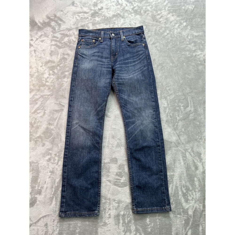 Levis 513 Slim Straight Jeans Mens Sz 28x30 Blue Faded Whiskered Western Grunge